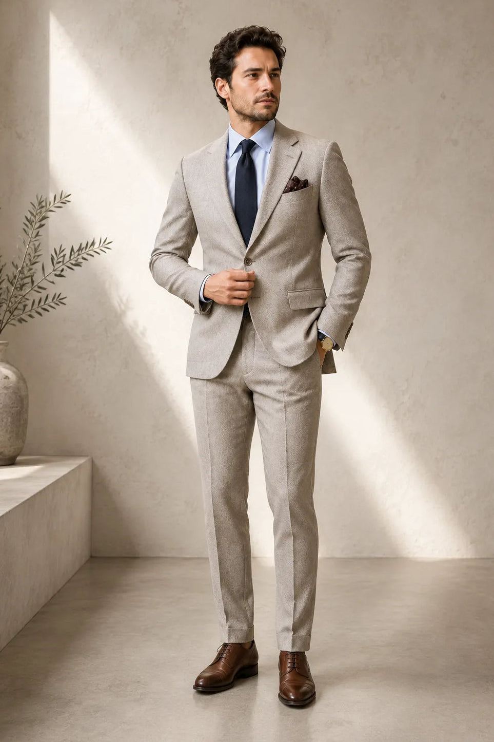 Men's Classic Herringbone Tweed 2 Piece Suit
