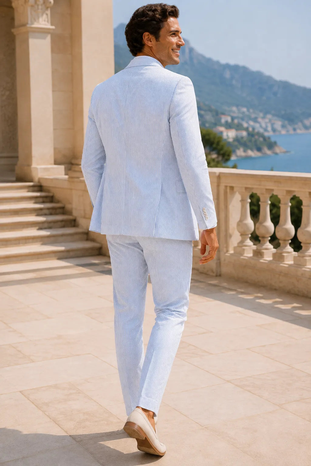 Men's Tailored Seersucker Summer 2 Piece Suits