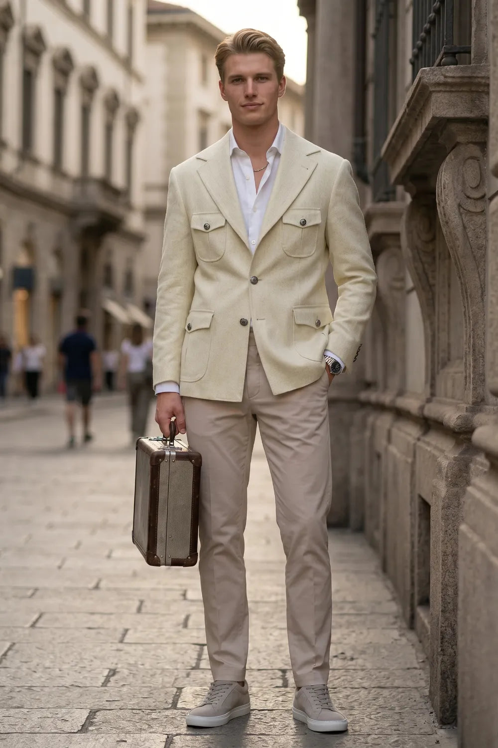 Men's Tailored Linen Safari 2 Piece Suit