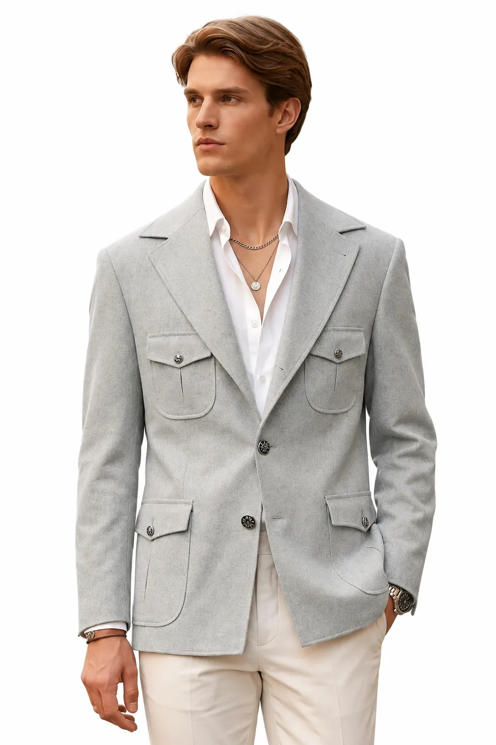 Men's Tailored Linen Safari 2 Piece Suit