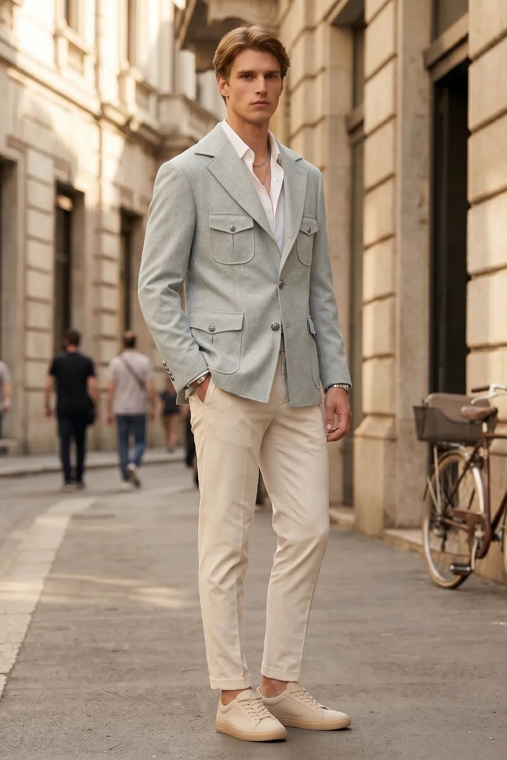 Men's Tailored Linen Safari 2 Piece Suit