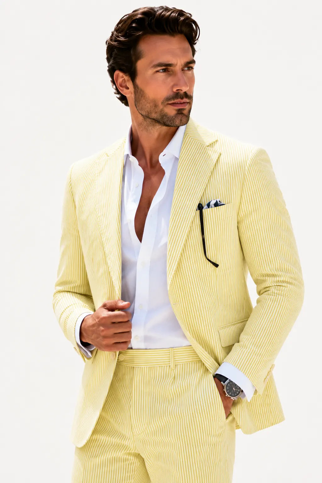 Men's Tailored Seersucker Summer 2 Piece Suits