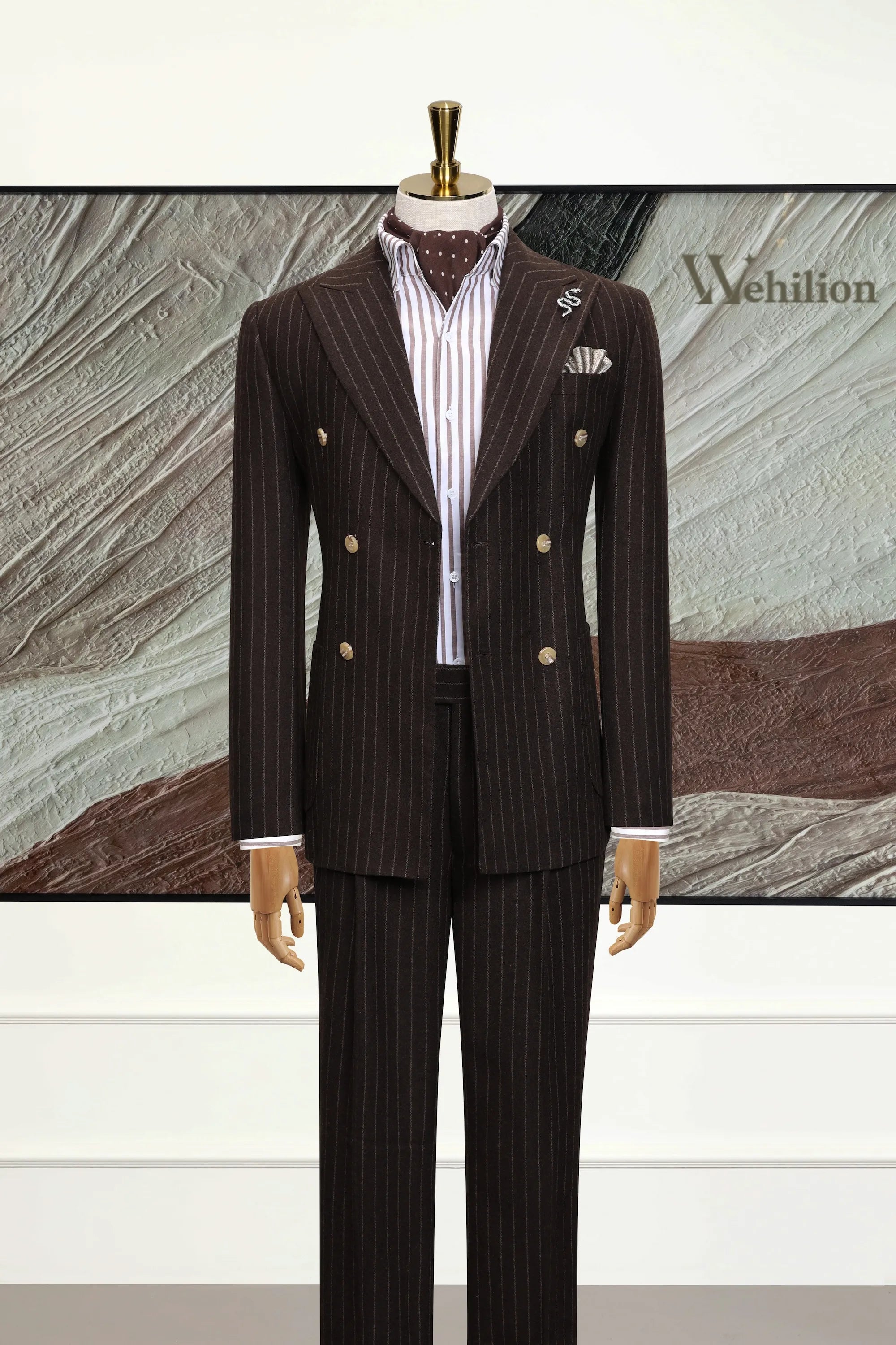 Men's Retro Stripe Wool Blend 2 Piece Suits