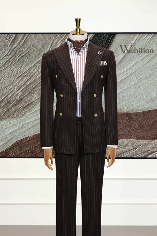 Men's Retro Stripe Wool Blend 2 Piece Suits