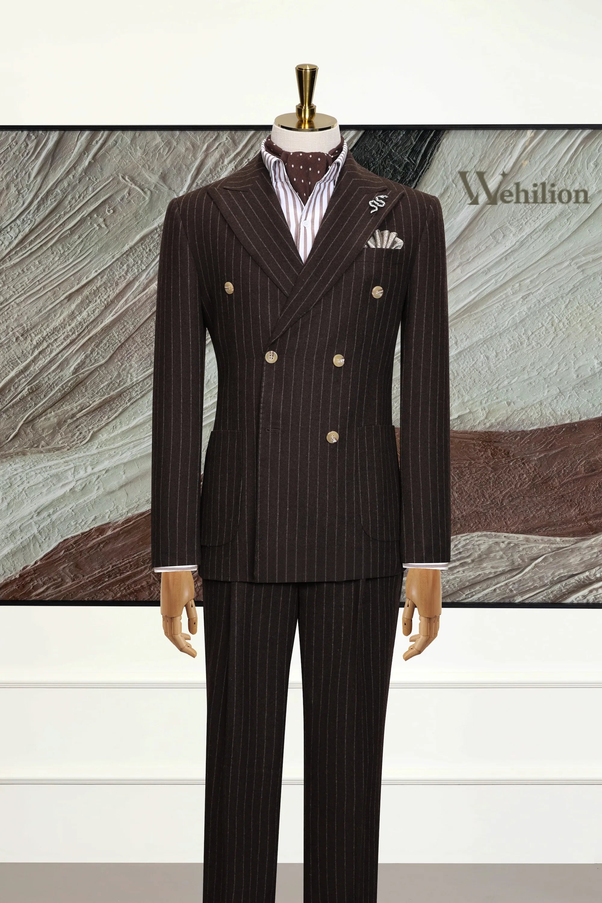 Men's Retro Stripe Wool Blend 2 Piece Suits