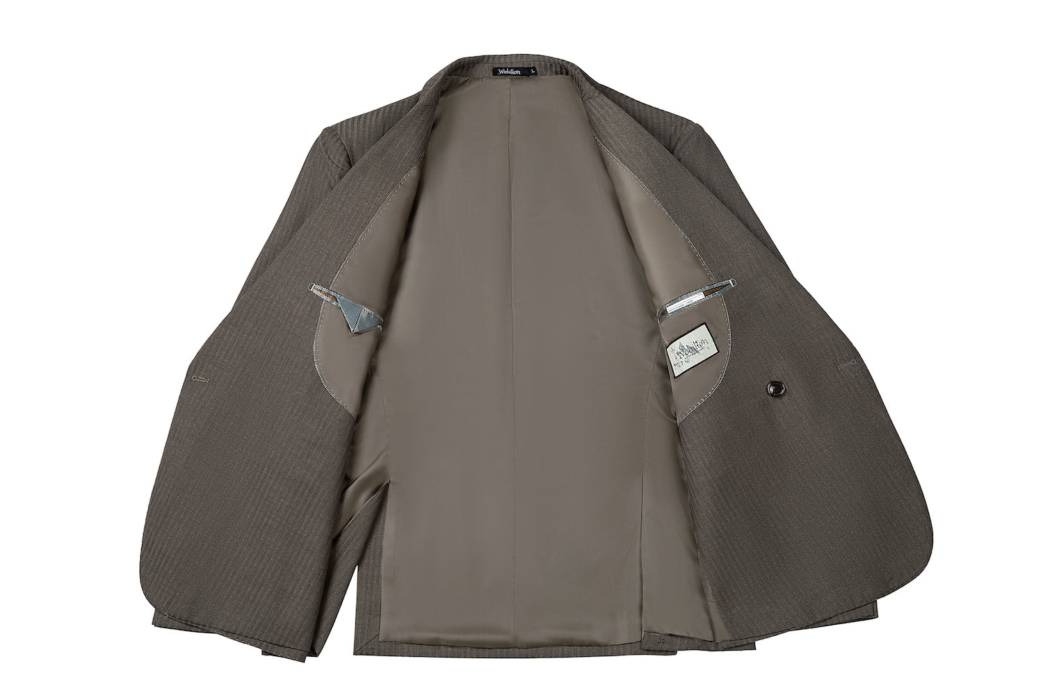 Interior lining of pinstripe double-breasted designer men's blazer