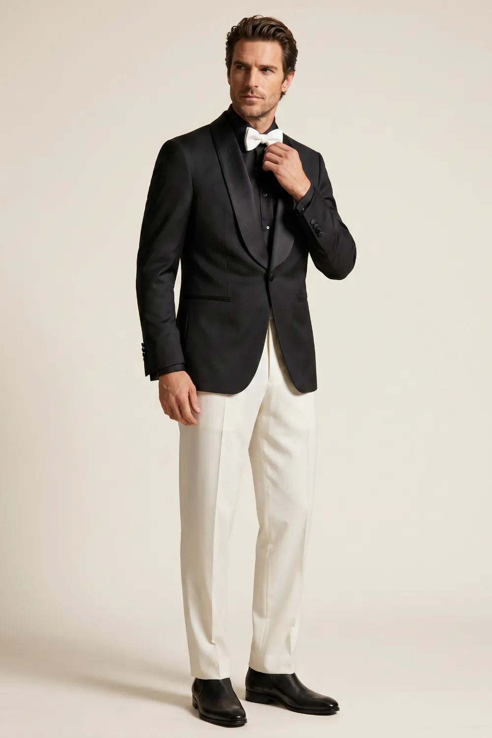 Men's Black Shawl Lapel Single Breasted 2-Piece Tuxedo Suit