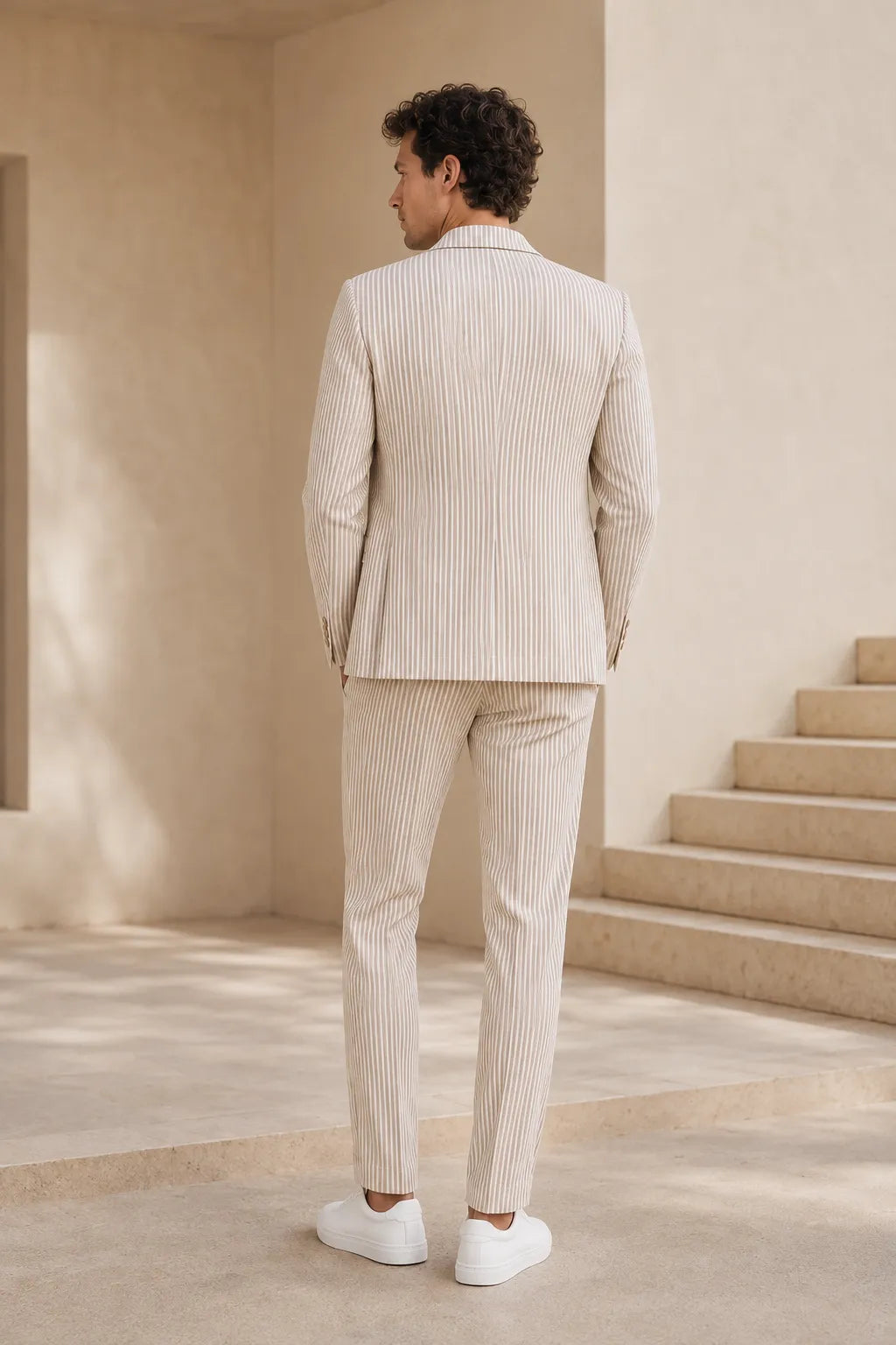 Men's Relaxed Tailored Pinstripe 2 Piece Suit