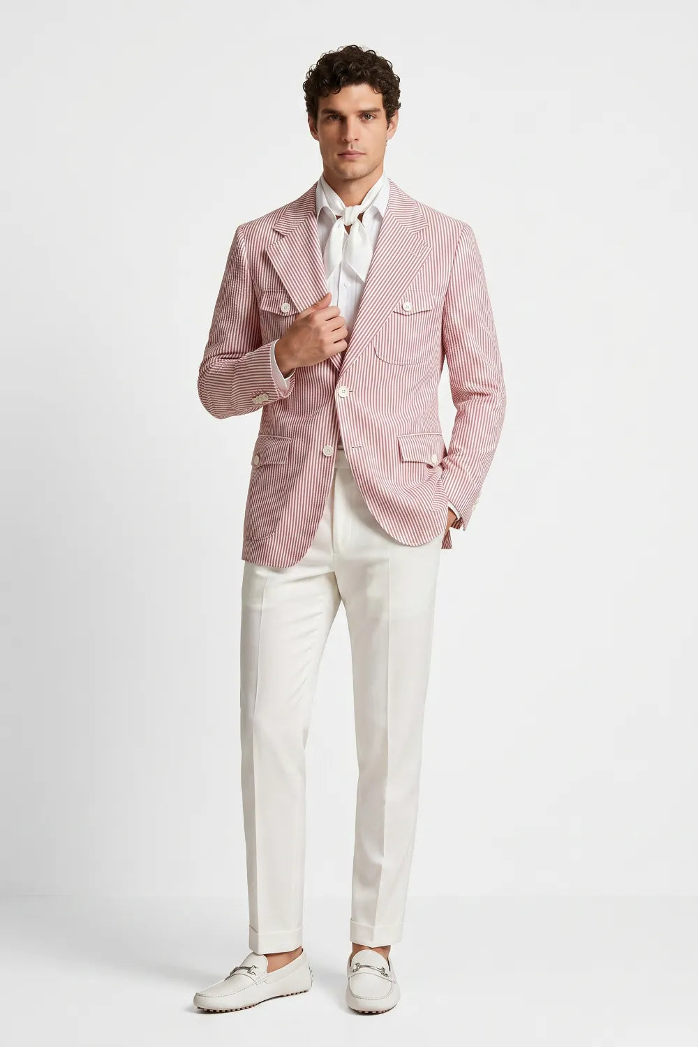 Men's Pink Striped Safari Seersucker Blazer