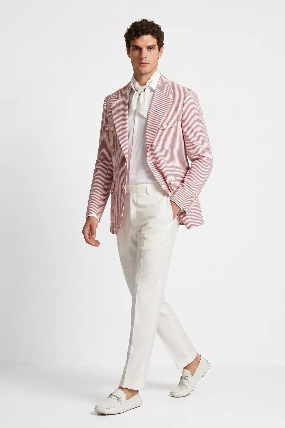 Men's Pink Striped Safari Seersucker Blazer