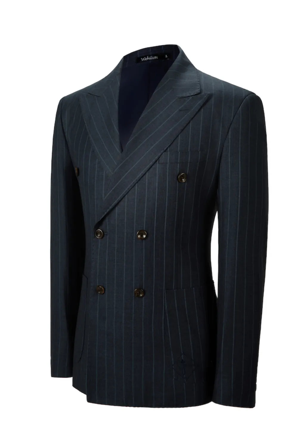 Men's Peak Lapel Double-Breasted Stripe Blazer