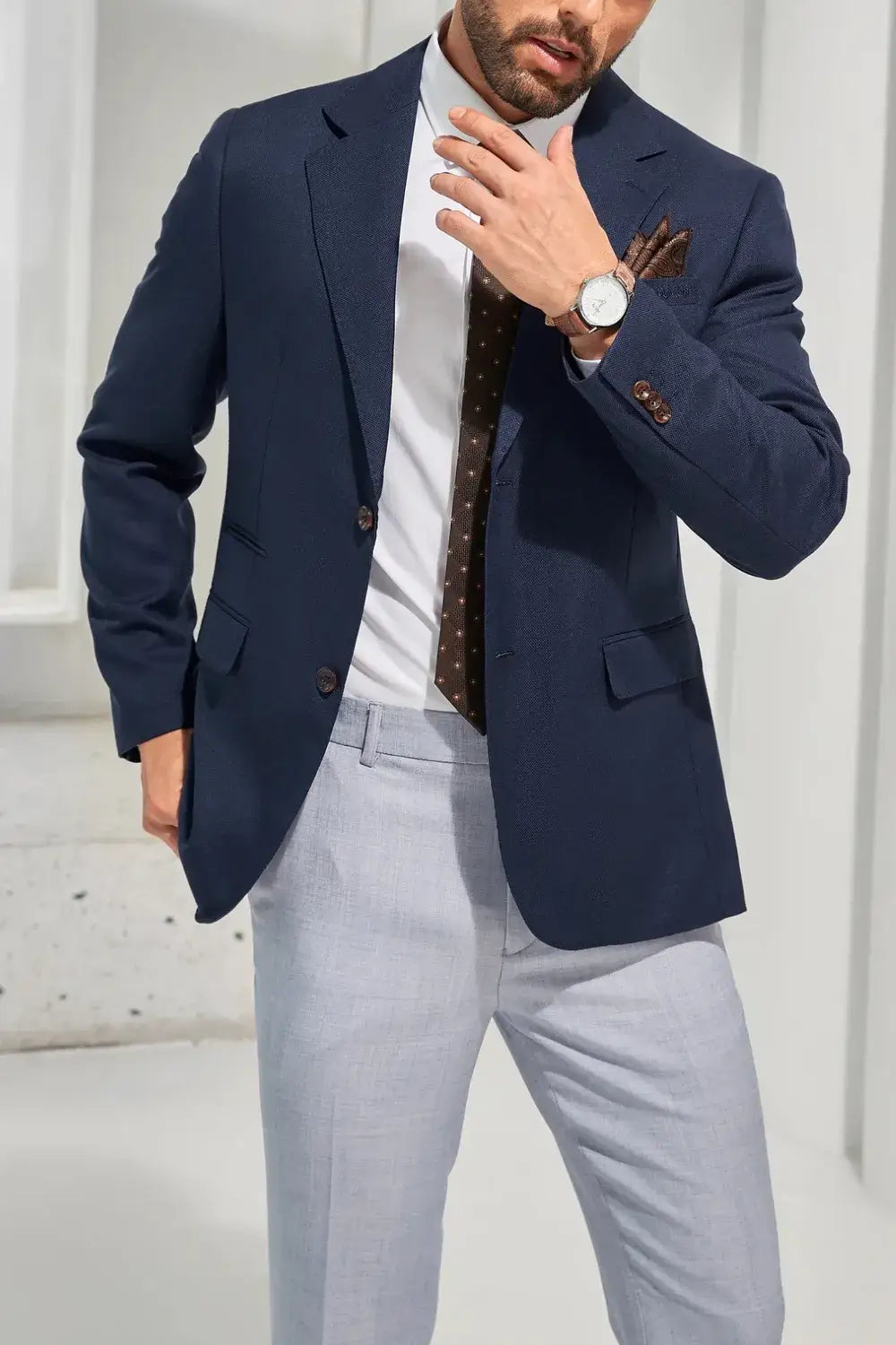 Men's Dark Blue Two-Button Blazer