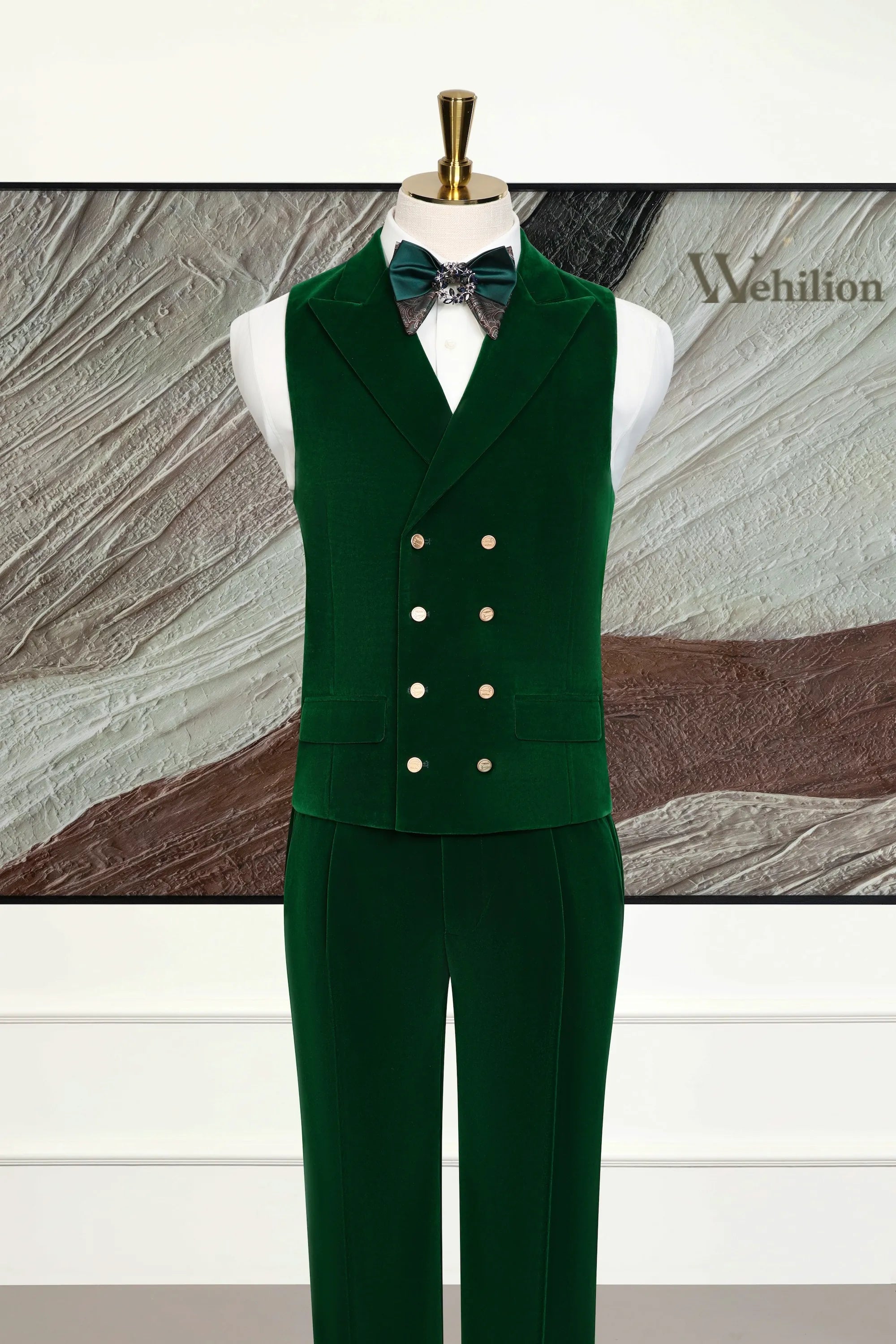 Men's Corduroy Two-Tone Peak Lapel 3 Piece Suits