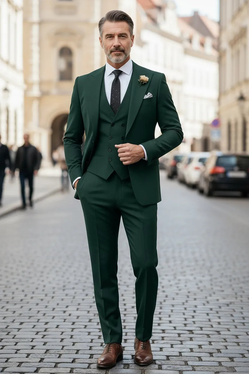 Men's Milan Executive Peak Lapel 3 Piece Suits