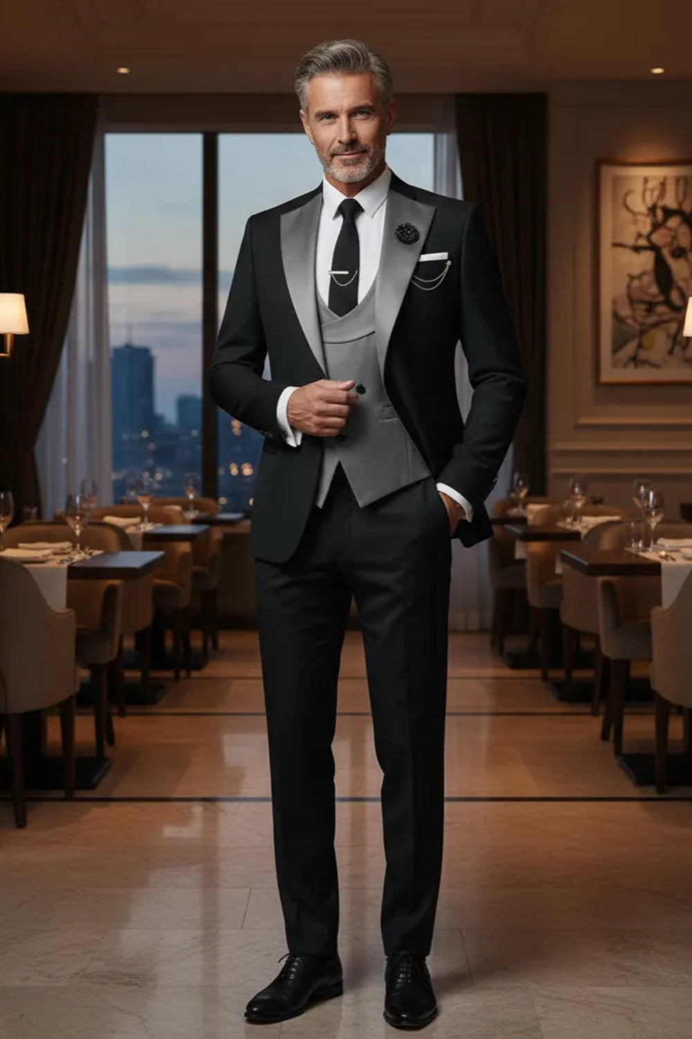 Men's Modern Luxe Peak Lapel 3 Piece Suit