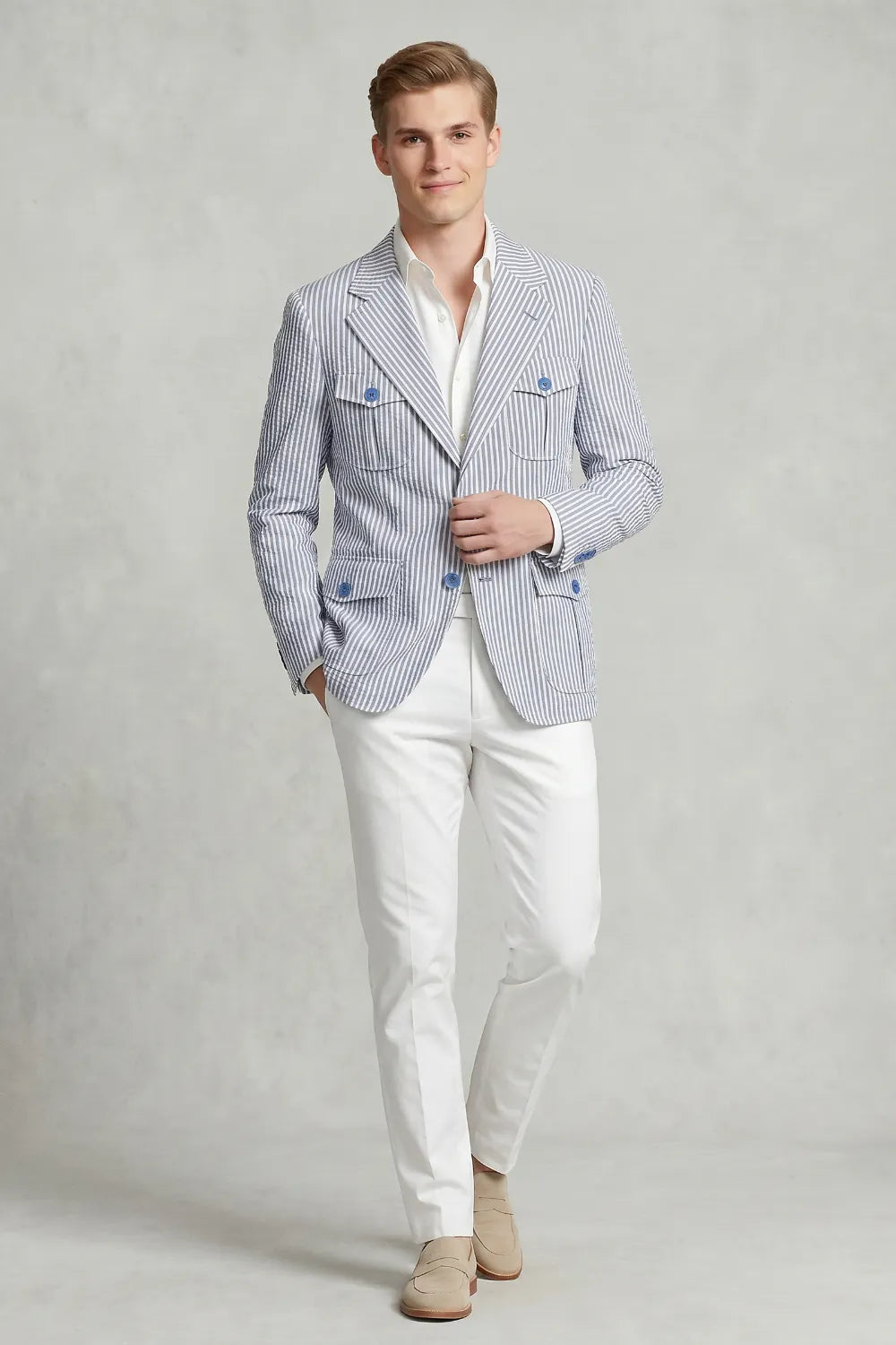 Men's Lightweight Seersucker 2 Piece Suit