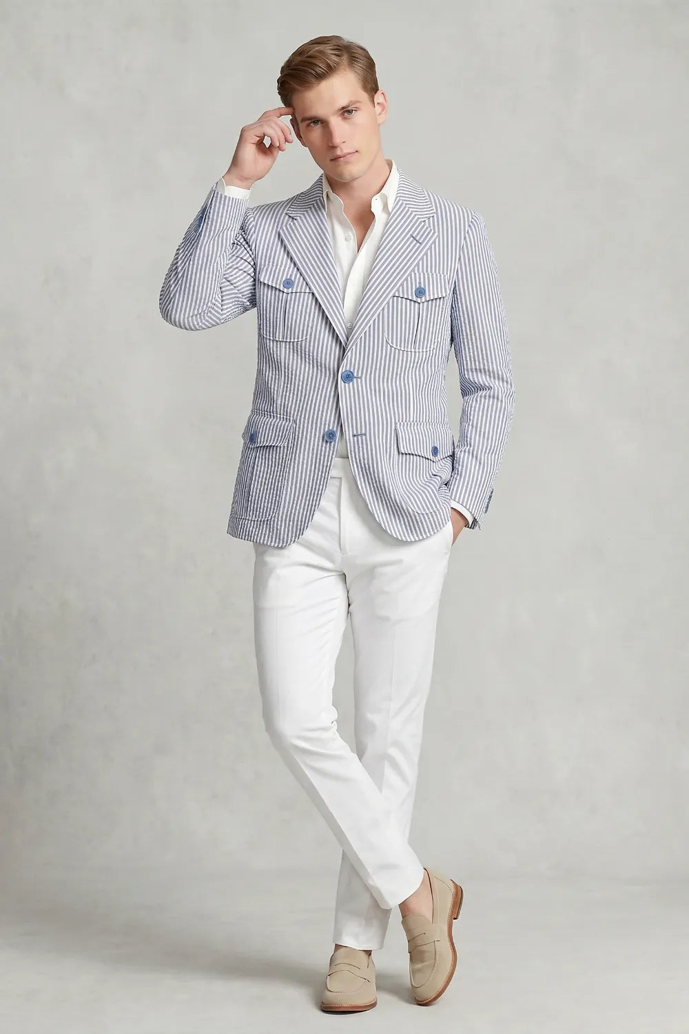 Men's Lightweight Seersucker 2 Piece Suit