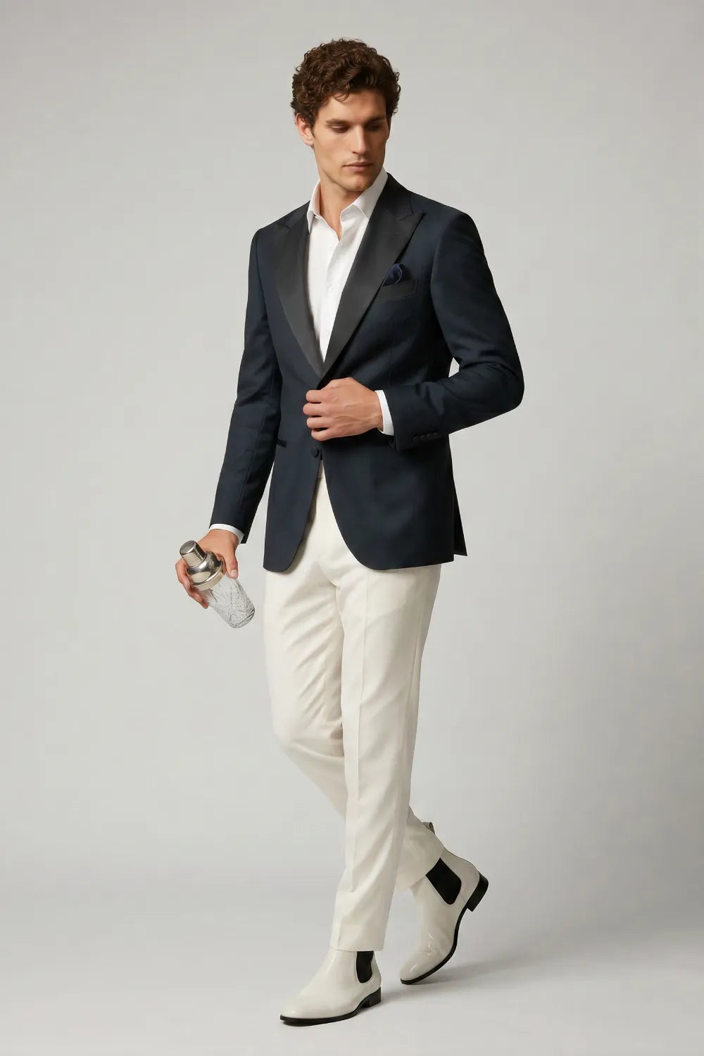 Men's Dark Navy Peak Lapel 2-Piece Tuxedo Suit
