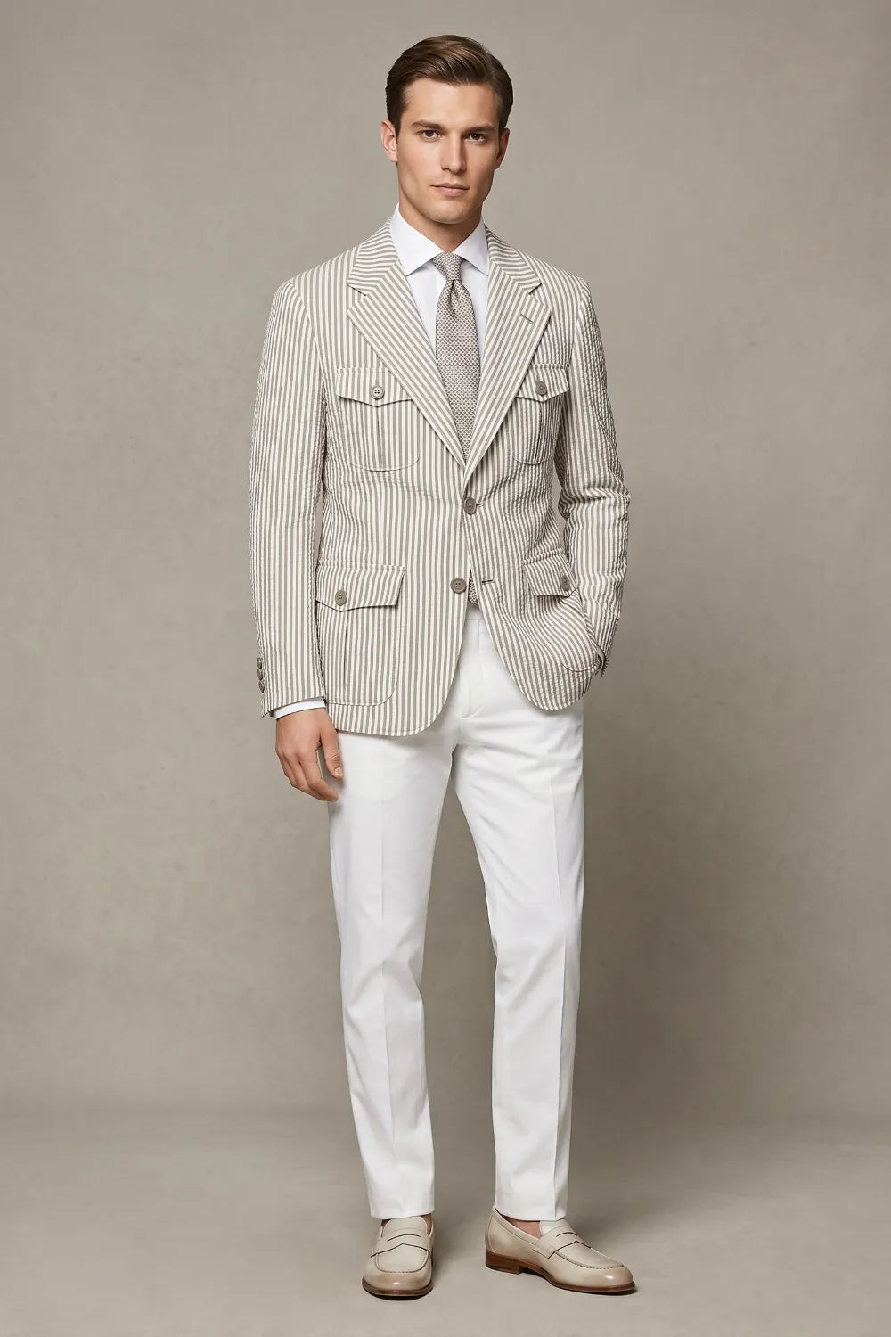 Men's Lightweight Seersucker 2 Piece Suit