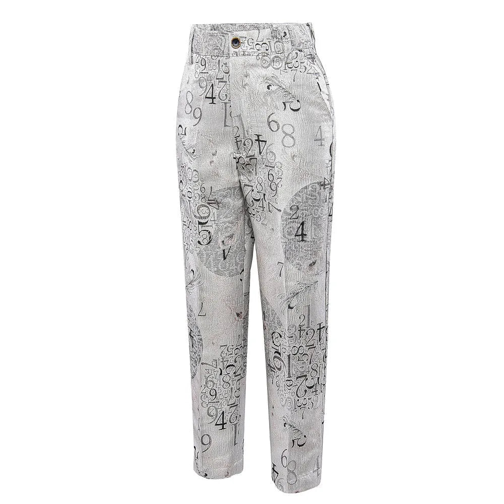 Full-length printed boys pants with number pattern – fashion-forward piece for bold looks