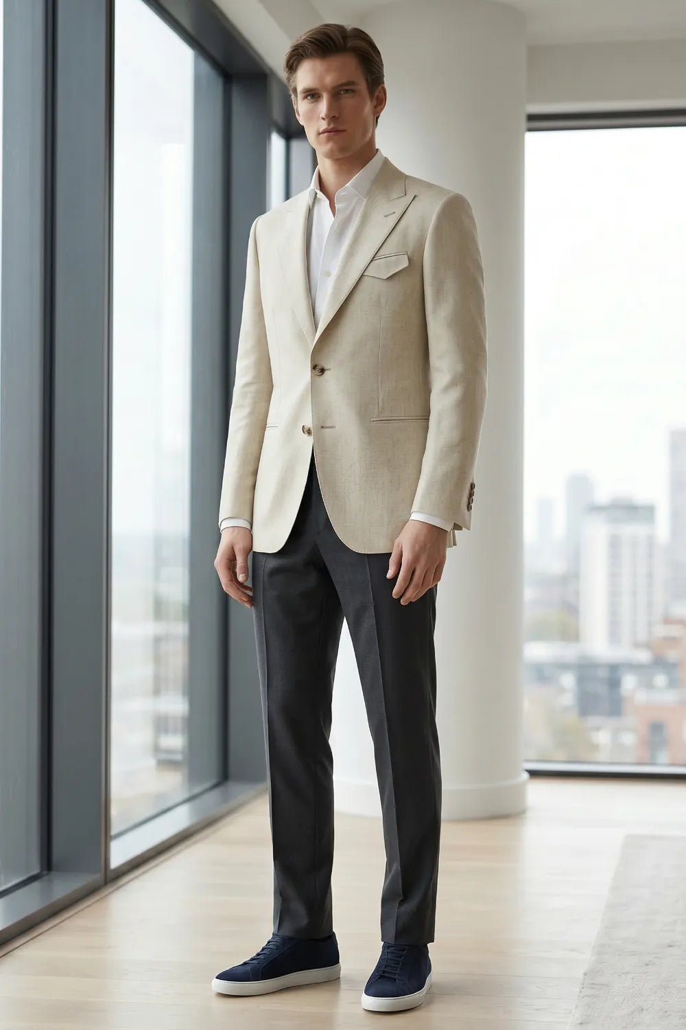 Men's Contemporary Peak Lapel 2 Piece Suit