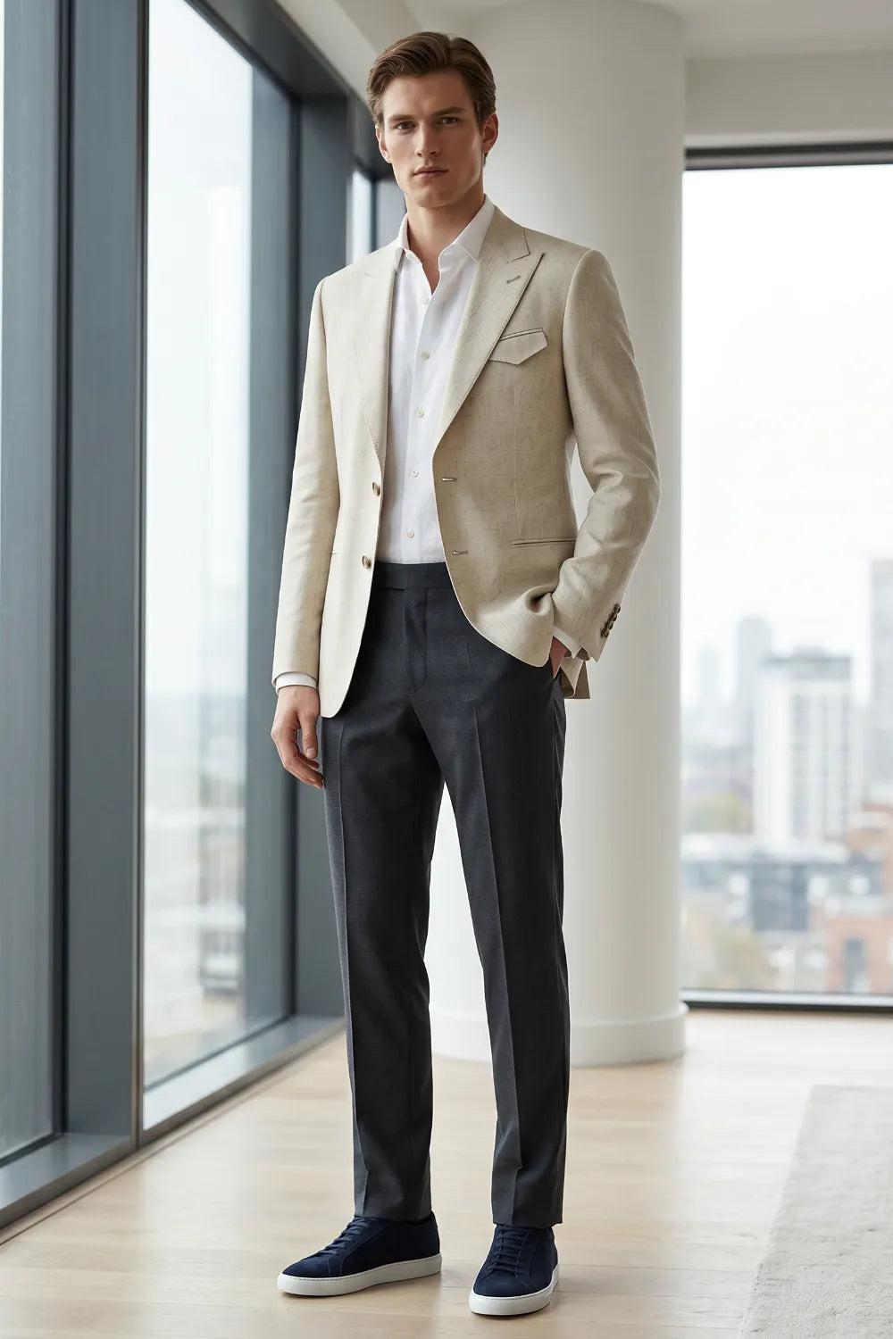Men's Contemporary Peak Lapel 2 Piece Suit