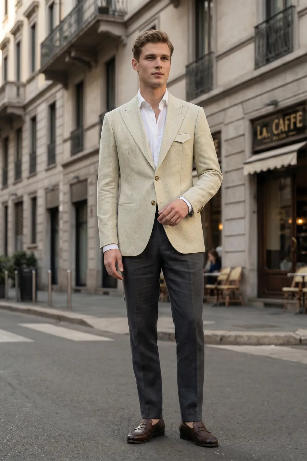 Men's Contemporary Peak Lapel 2 Piece Suit