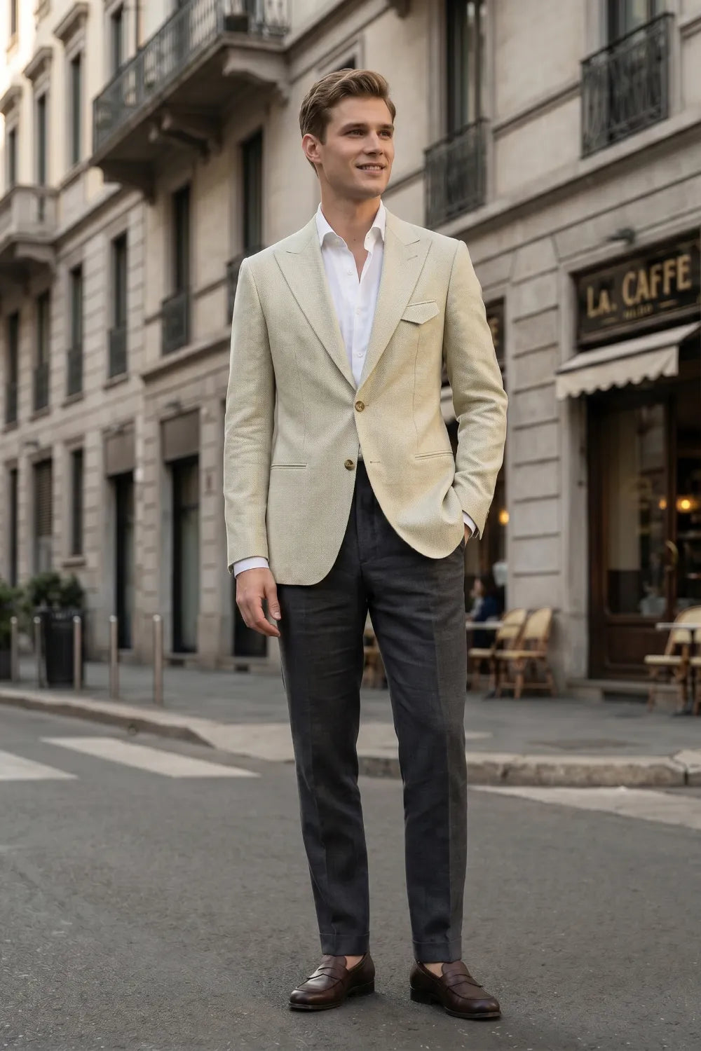 Men's Contemporary Peak Lapel 2 Piece Suit