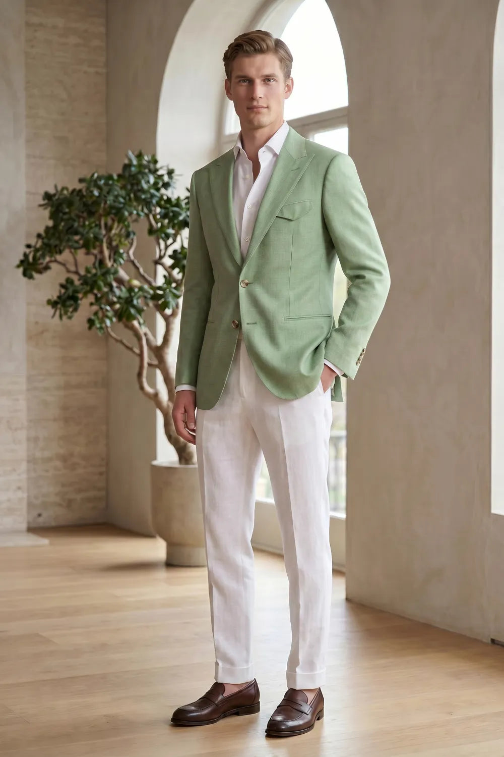 Men's Contemporary Peak Lapel 2 Piece Suit