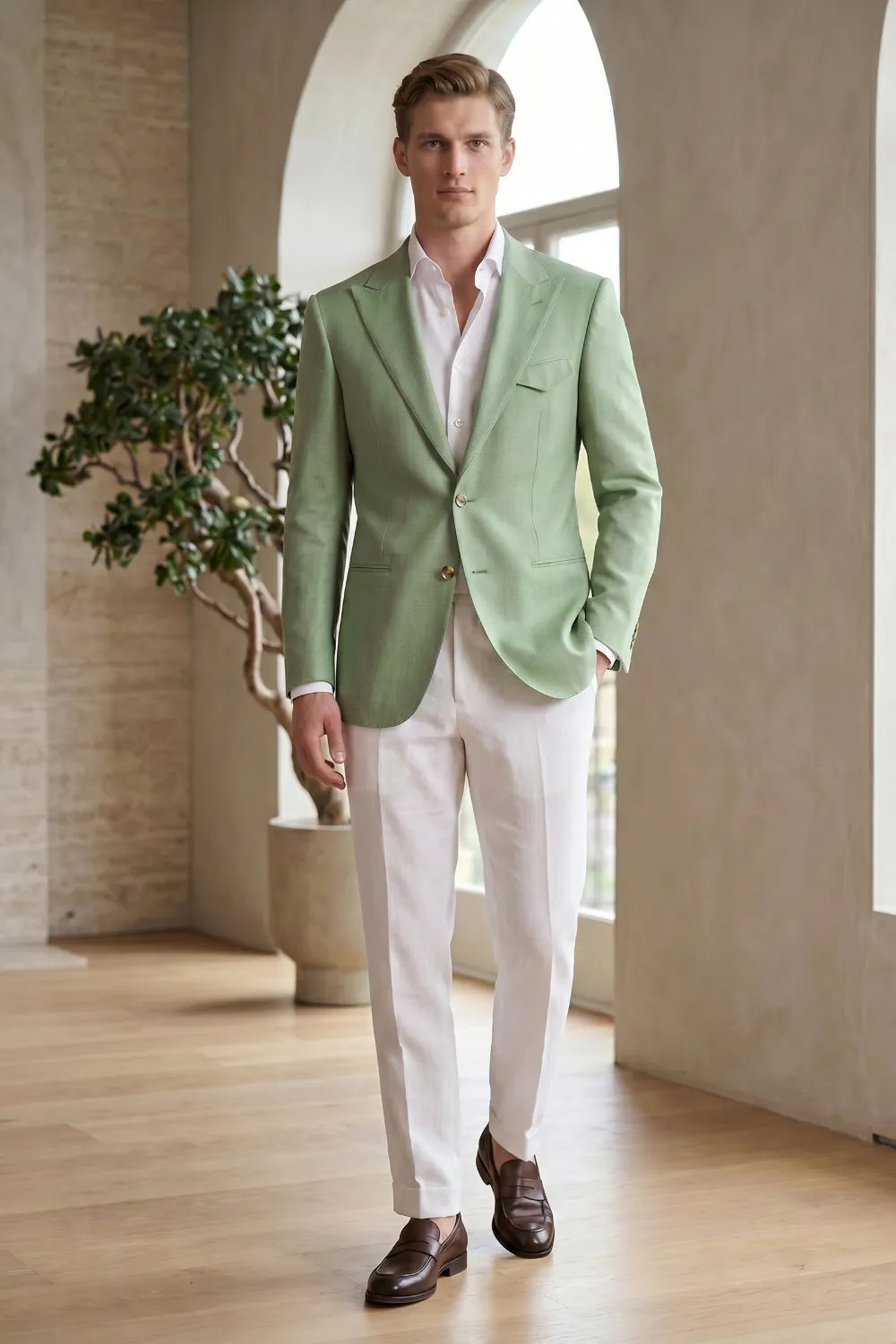 Men's Contemporary Peak Lapel 2 Piece Suit