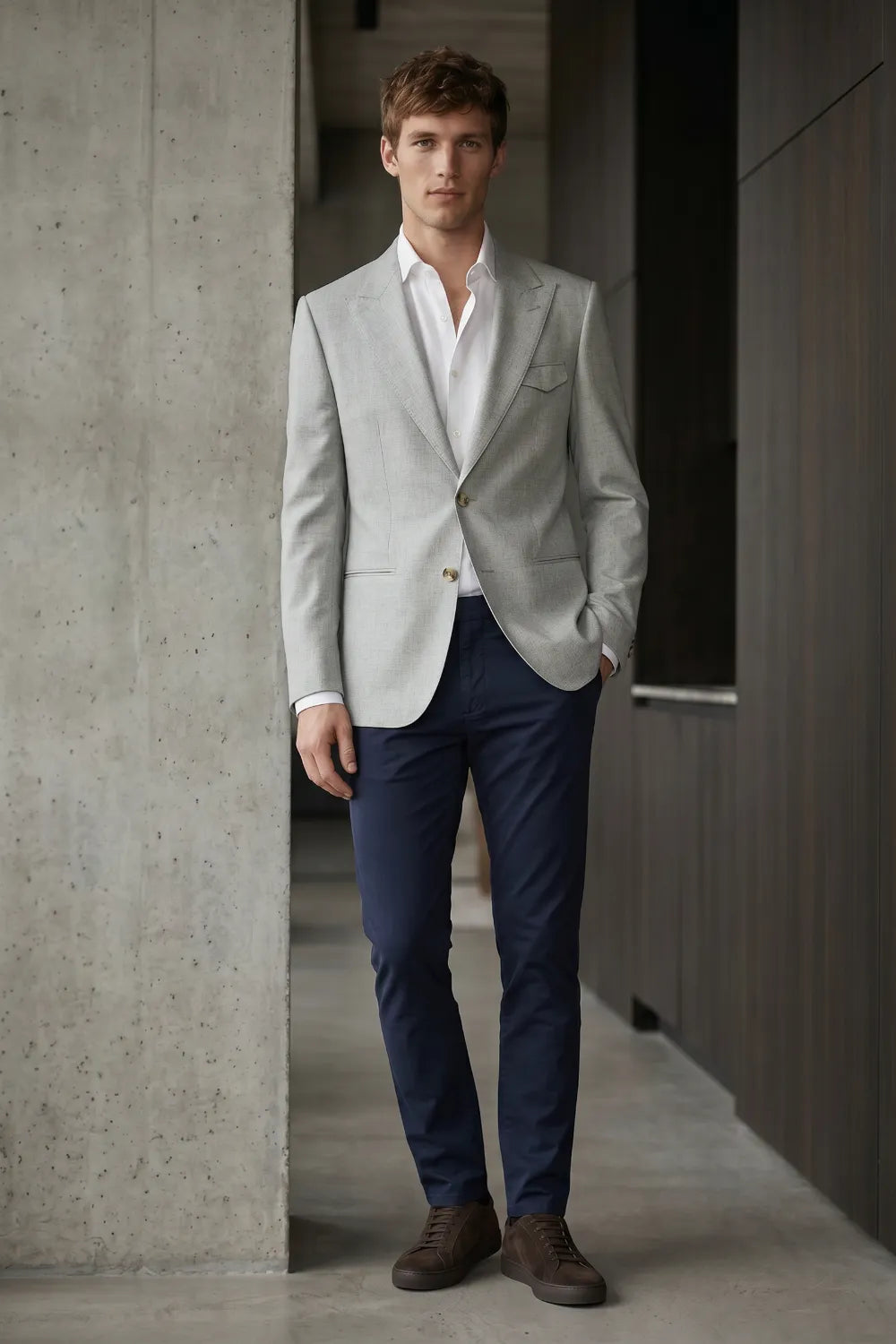 Men's Contemporary Peak Lapel 2 Piece Suit