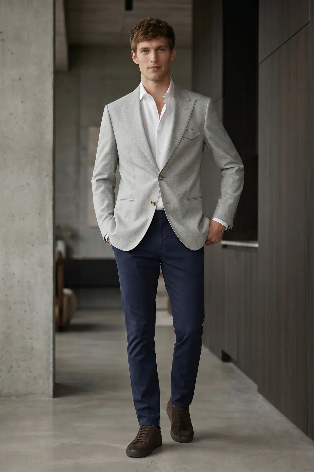 Men's Contemporary Peak Lapel 2 Piece Suit