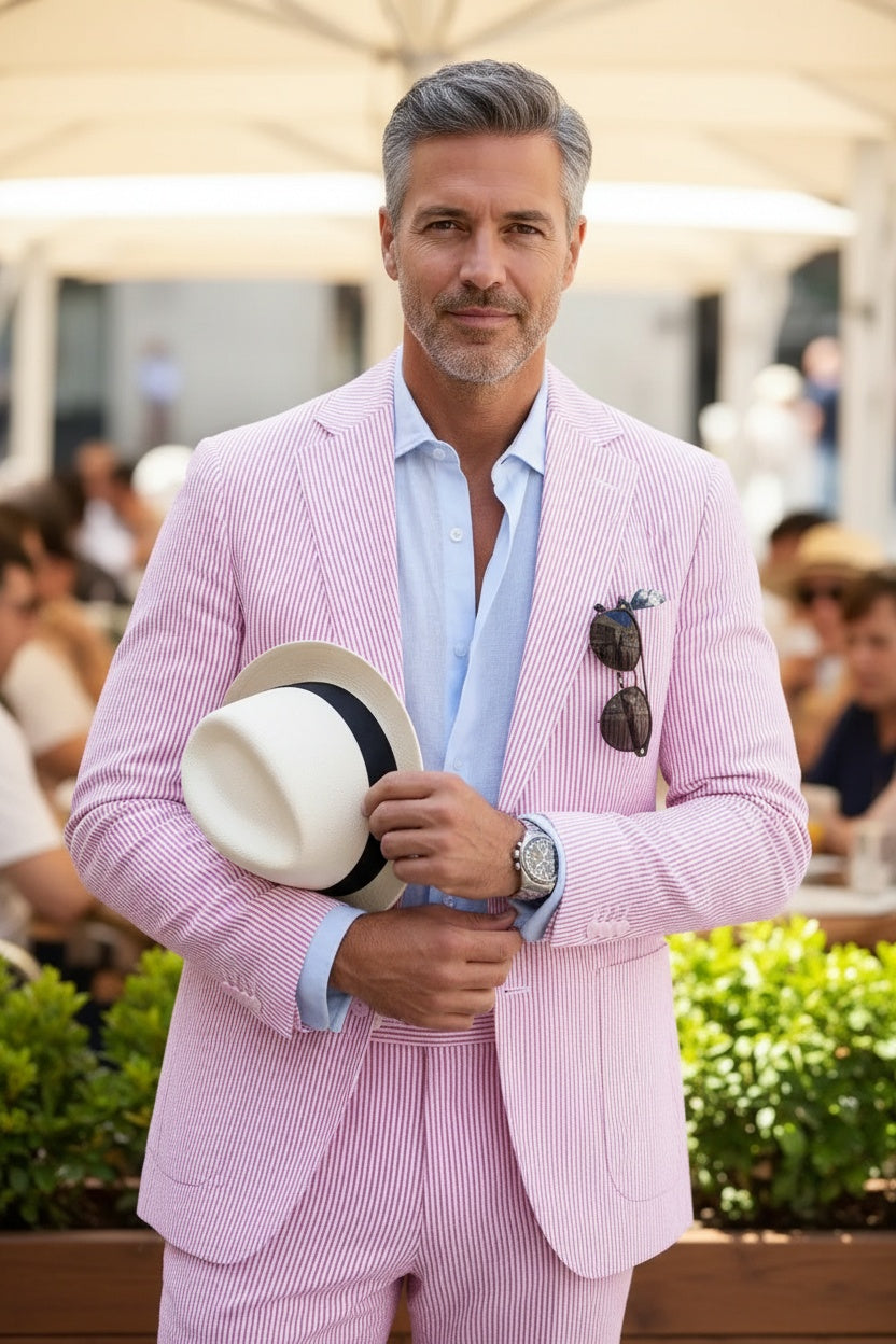 Men's Modern Fit Seersucker 2 Piece Suits