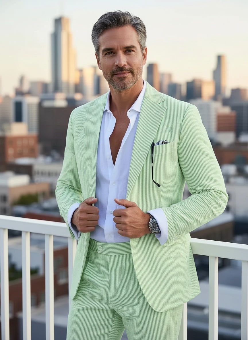 Men's Modern Fit Seersucker 2 Piece Suits