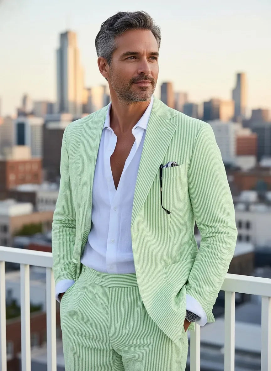 Men's Modern Fit Seersucker 2 Piece Suits