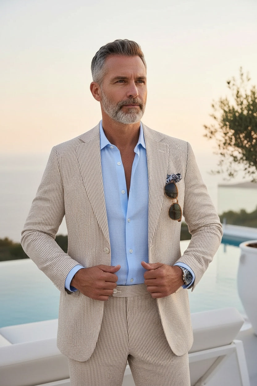 Men's Modern Fit Seersucker 2 Piece Suits
