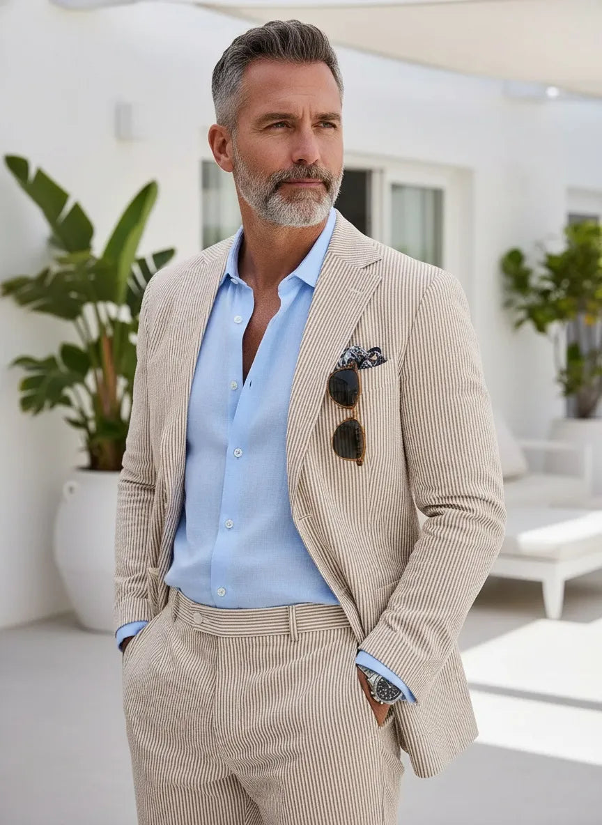 Men's Modern Fit Seersucker 2 Piece Suits