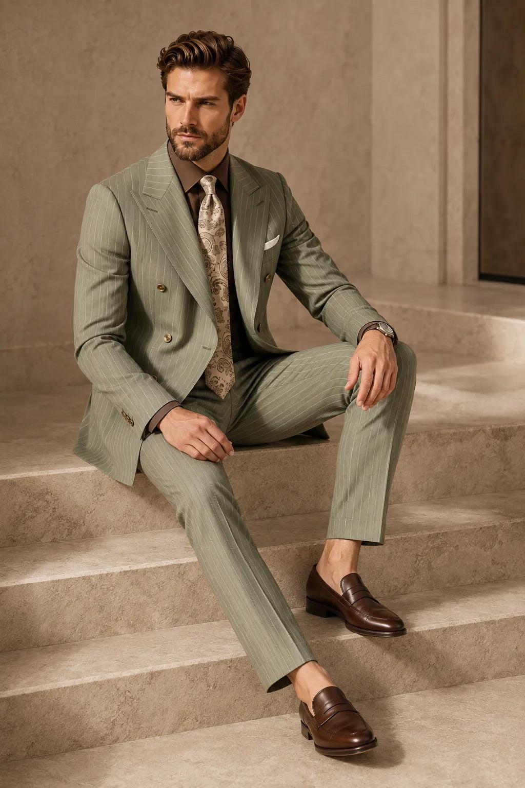 Costume 2 pièces homme coupe ajustée, croisé
