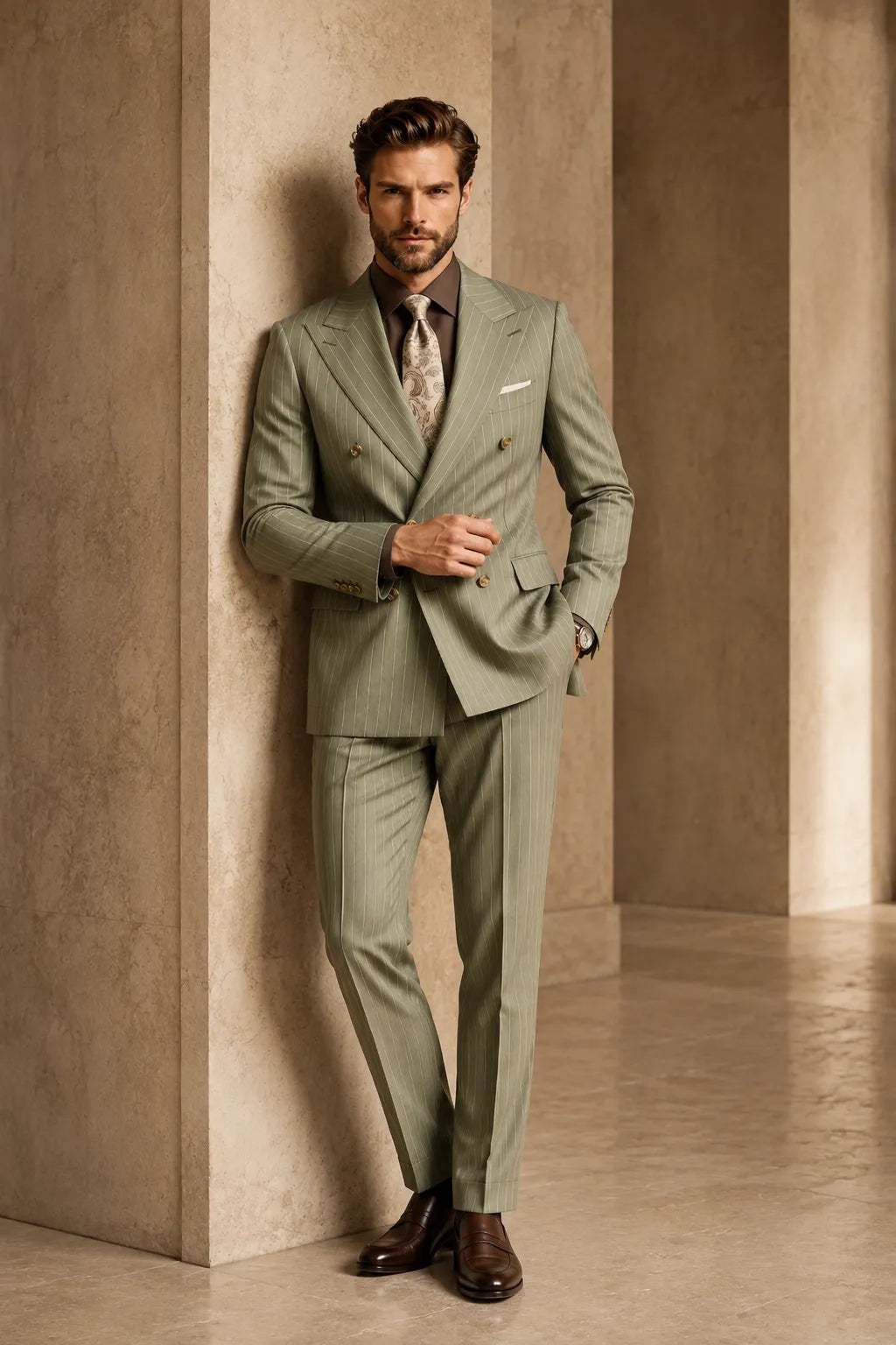 Costume 2 pièces homme coupe ajustée, croisé