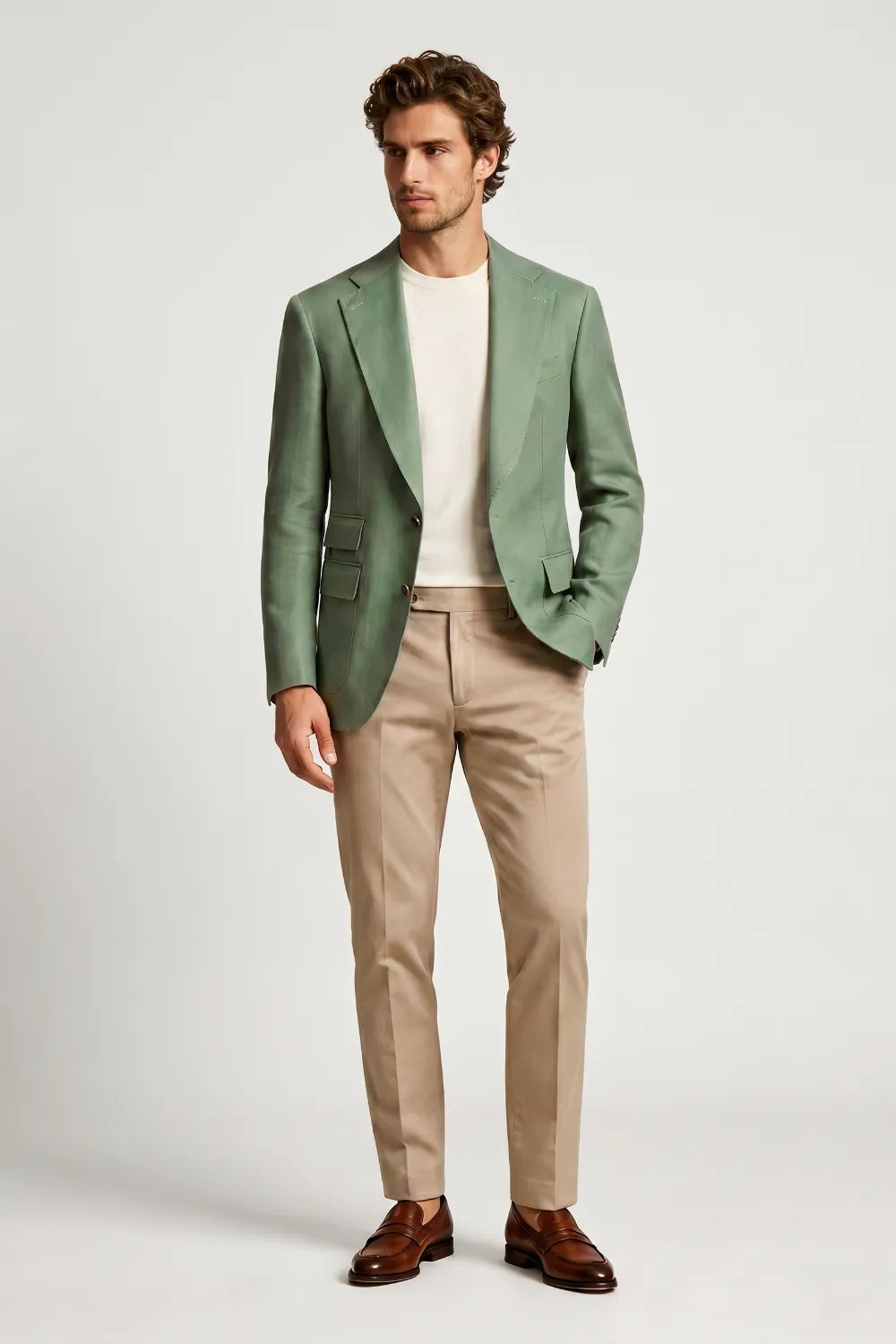 Men's Sage Green Notch Lapel 2-Piece Suit