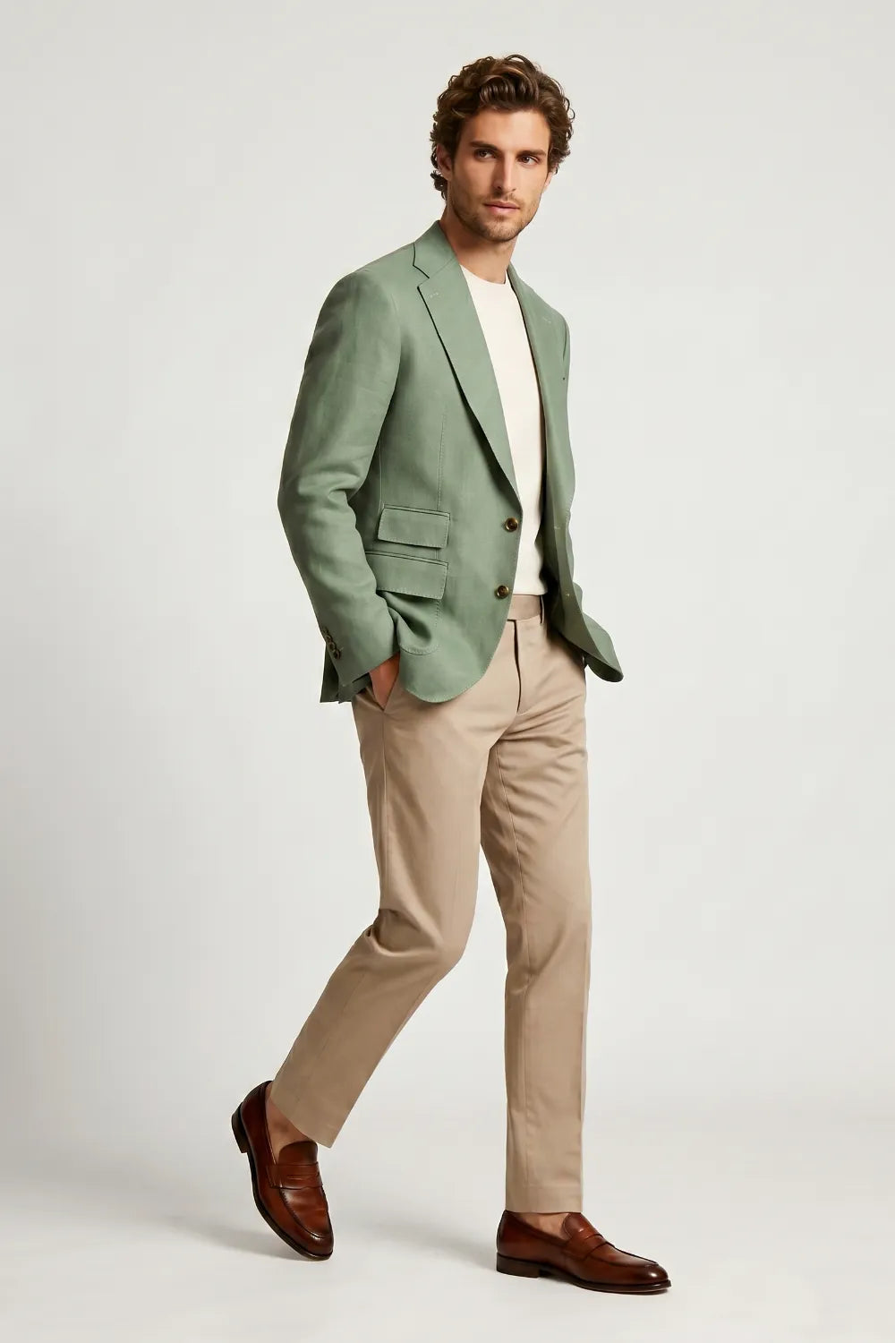 Men's Sage Green Notch Lapel 2-Piece Suit