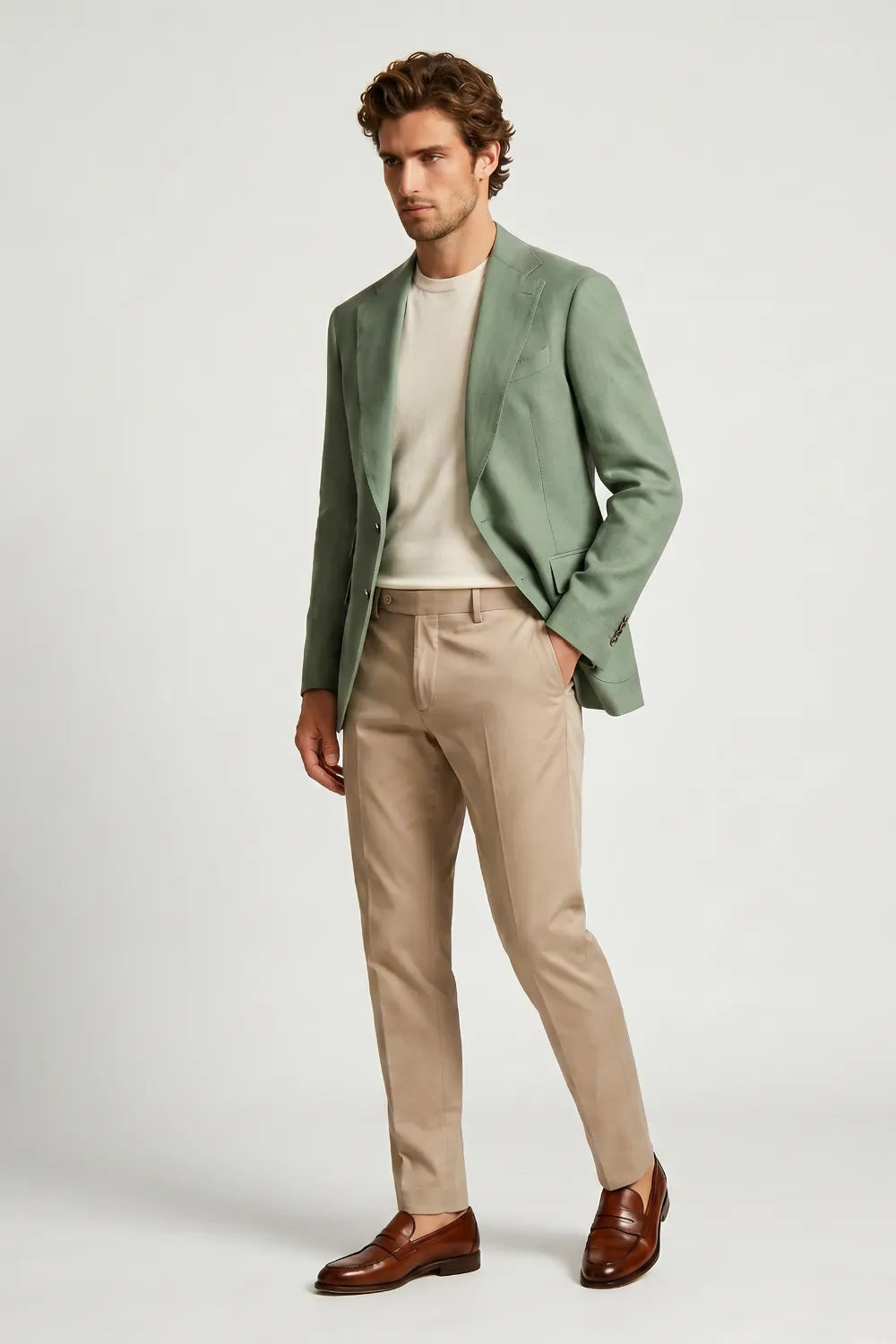 Men's Sage Green Notch Lapel 2-Piece Suit