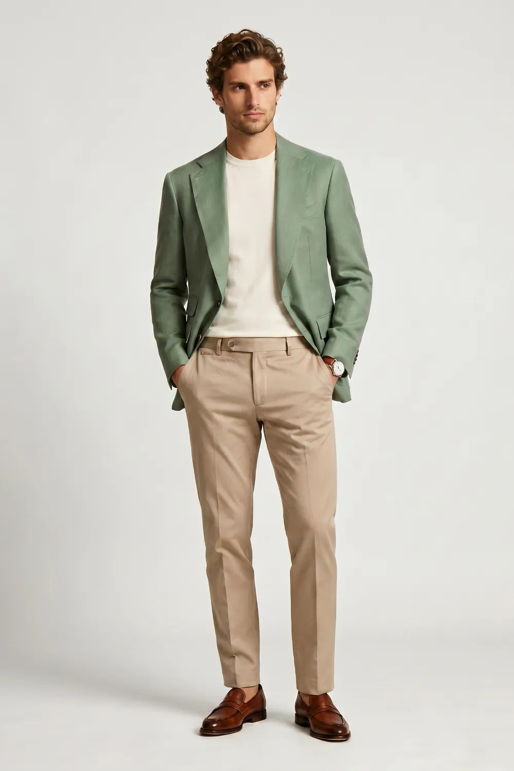 Men's Sage Green Notch Lapel 2-Piece Suit