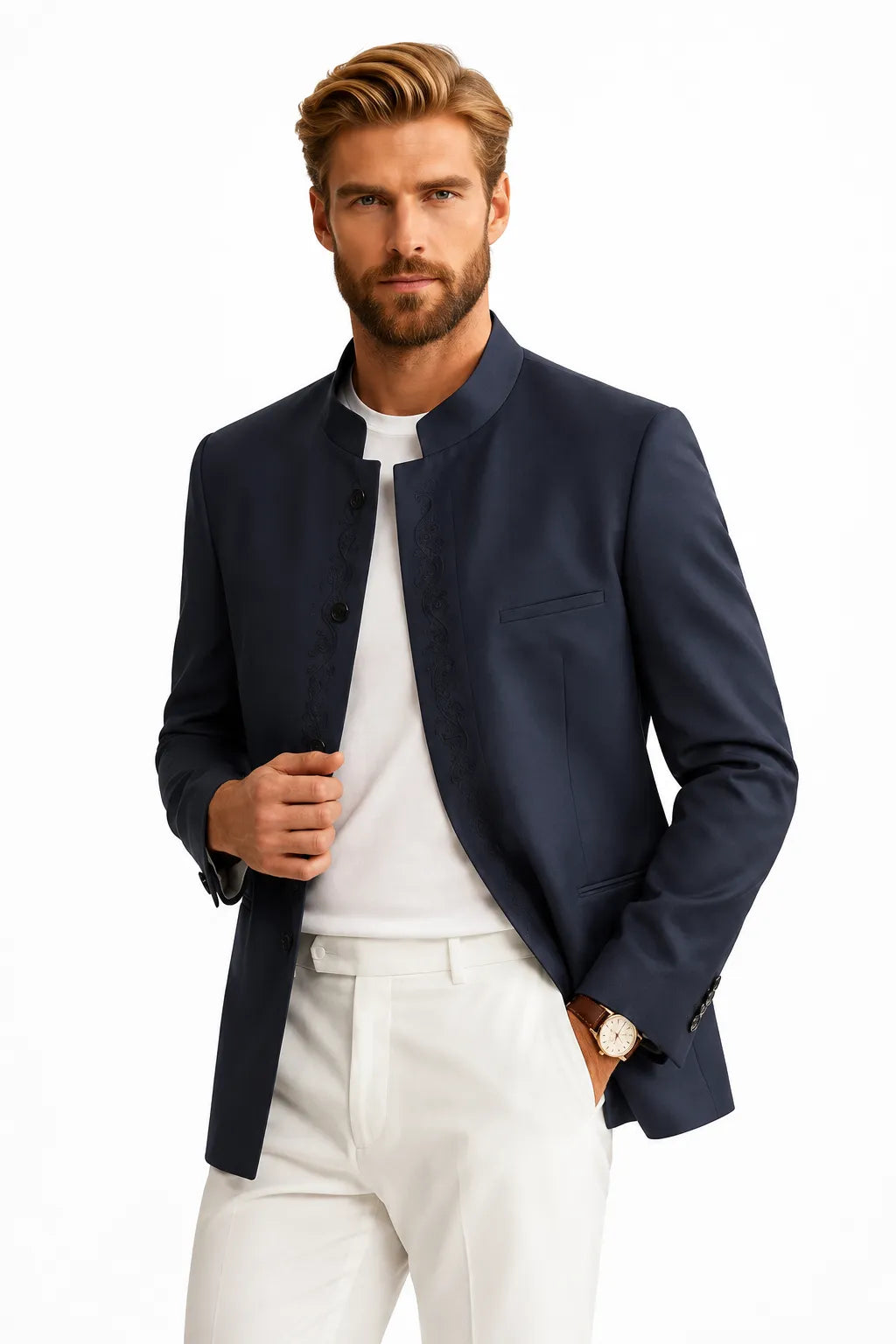 Men's Tailored Navy Blue 2 Piece Suit