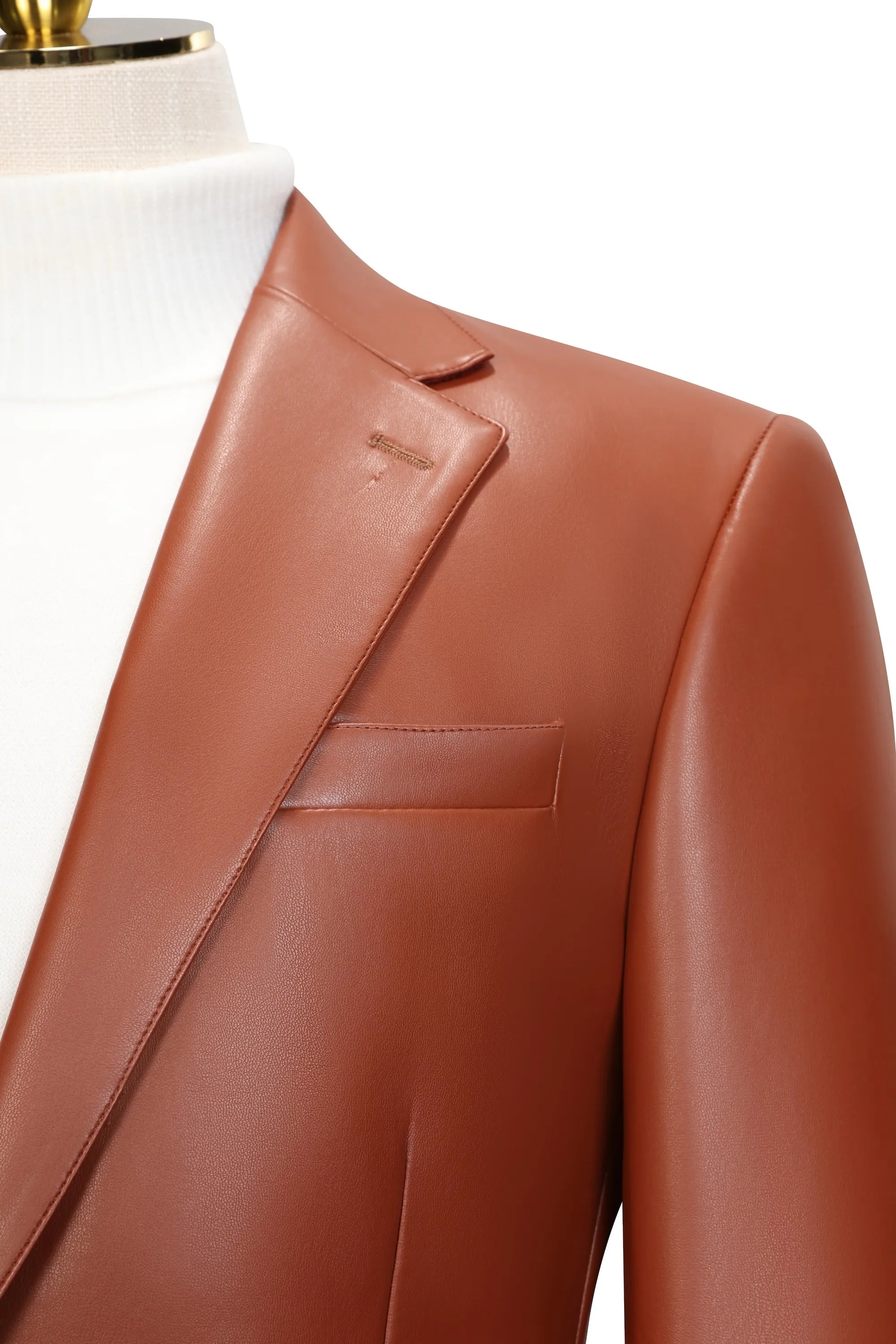 Men's Orange Statement Leather 3 Piece Suit