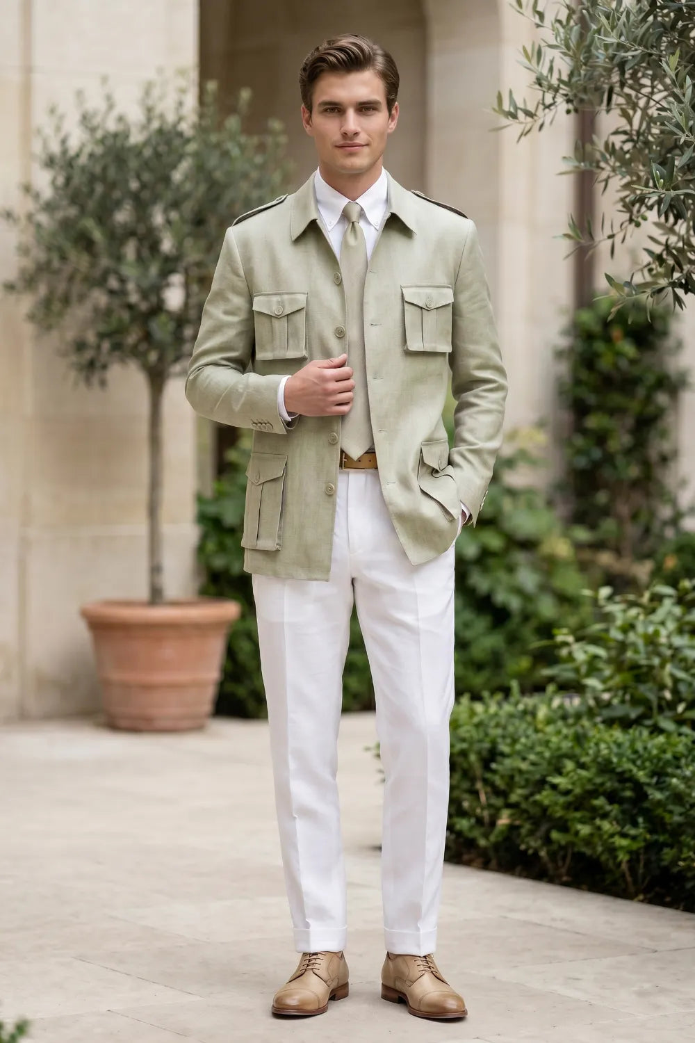 Men's Smart Casual Safari 2 Piece Suit