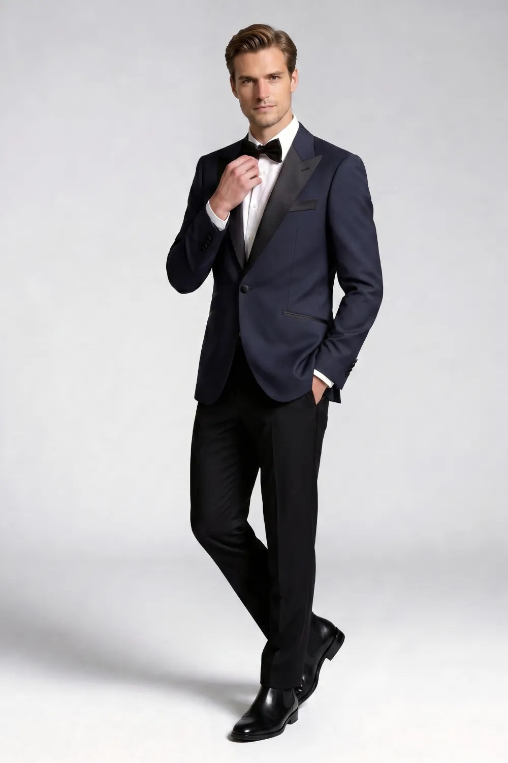Men's Navy Blue Peak Lapel Tuxedo 2-Piece Suit