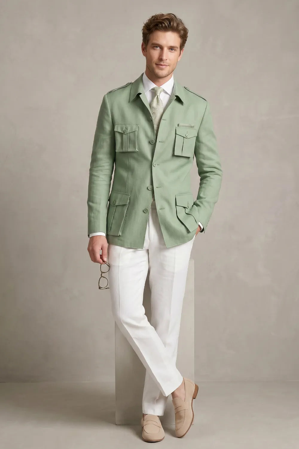 Men's Smart Casual Safari 2 Piece Suit