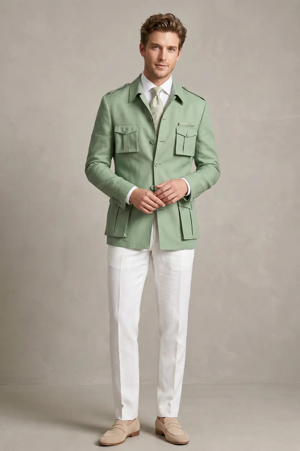 Men's Smart Casual Safari 2 Piece Suit