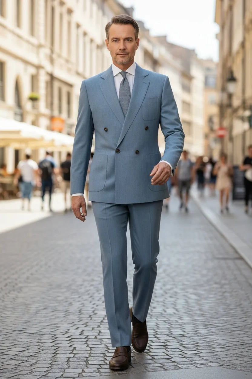 Men's Denim Blue 2 Piece Suit